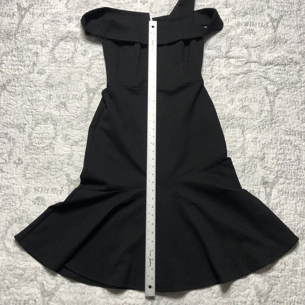 Adelyn Rae Women's Black Nicole One Shoulder Trumpet Knee Length Dress Sz S - Picture 13 of 14